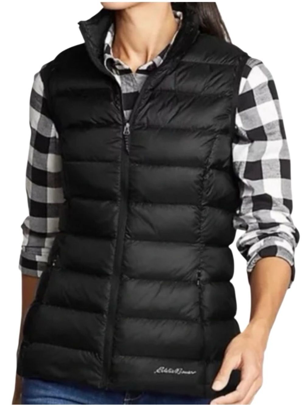 Eddie Bauer Black Quilted Ciruss lite Down Puffer Vest Size Small
